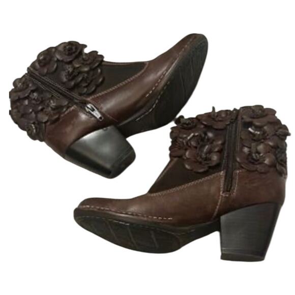 Lobo Solo Women's Ankle Boots Genuine Bovine Leather Flower Design Size 6 - Picture 6 of 13